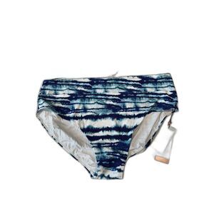 NWT Calia Wide Band Swim Bikini Bottom Watercolor Stripe Blue Size 2X